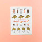 HAPPY BIRTHDAY TREAT YO SELF FUNNY LETTERPRESS GREETING CARD