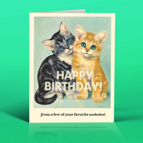 HAPPY BIRTHDAY FROM A FEW OF YOUR FAVORITE ASSHOLES CAT CARD