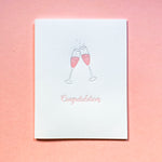 CONGRATULATIONS CHAMPAGNE TOAST LETTERPRESS GREETING CARD