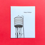 HAPPY HOLIDAYS BROOKLYN WATER TOWER GREETING CARD LETTERPRESS